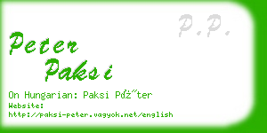 peter paksi business card